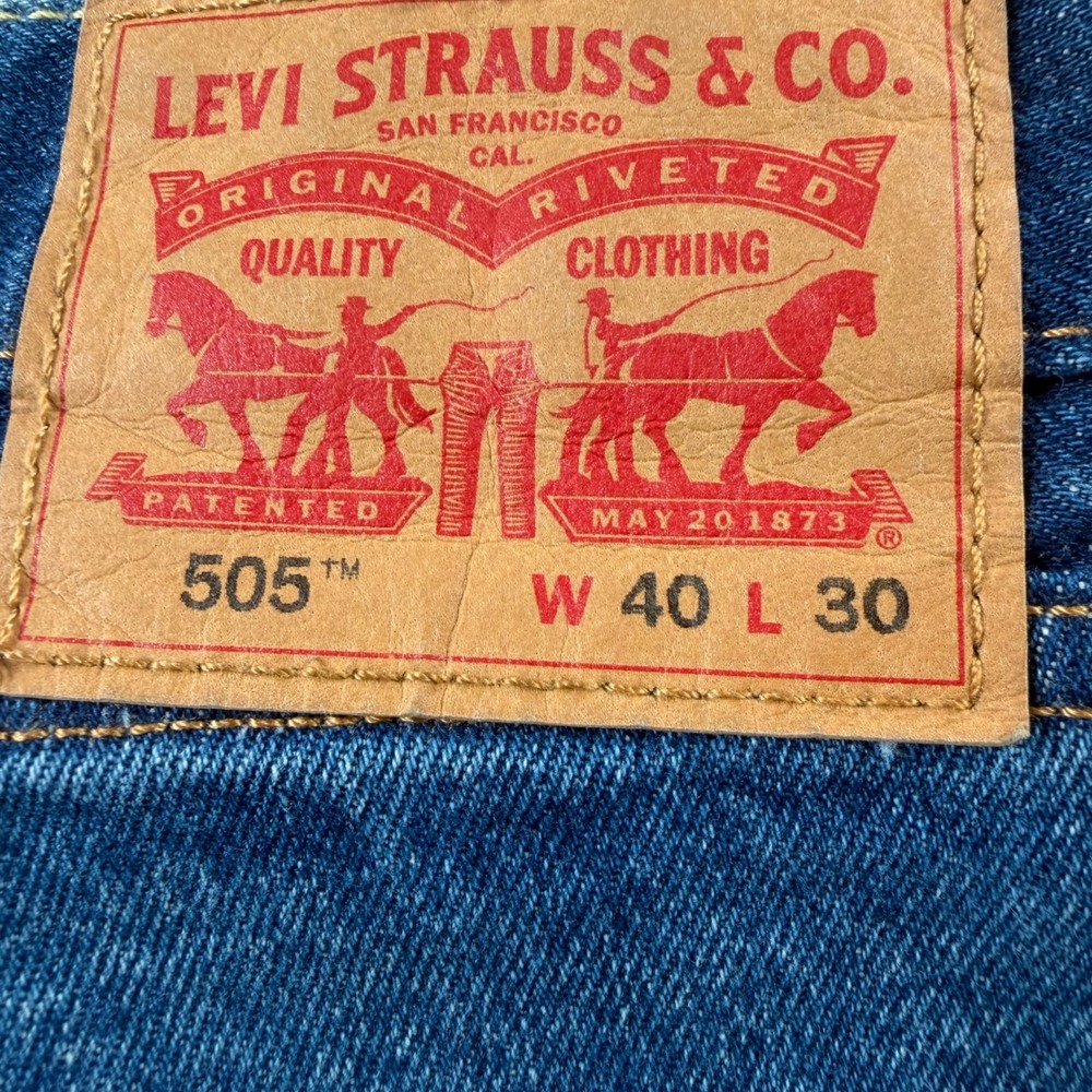 Levis 505 Regular Fit Straight Leg Jeans Mens 40x30 Blue Denim Medium Wash